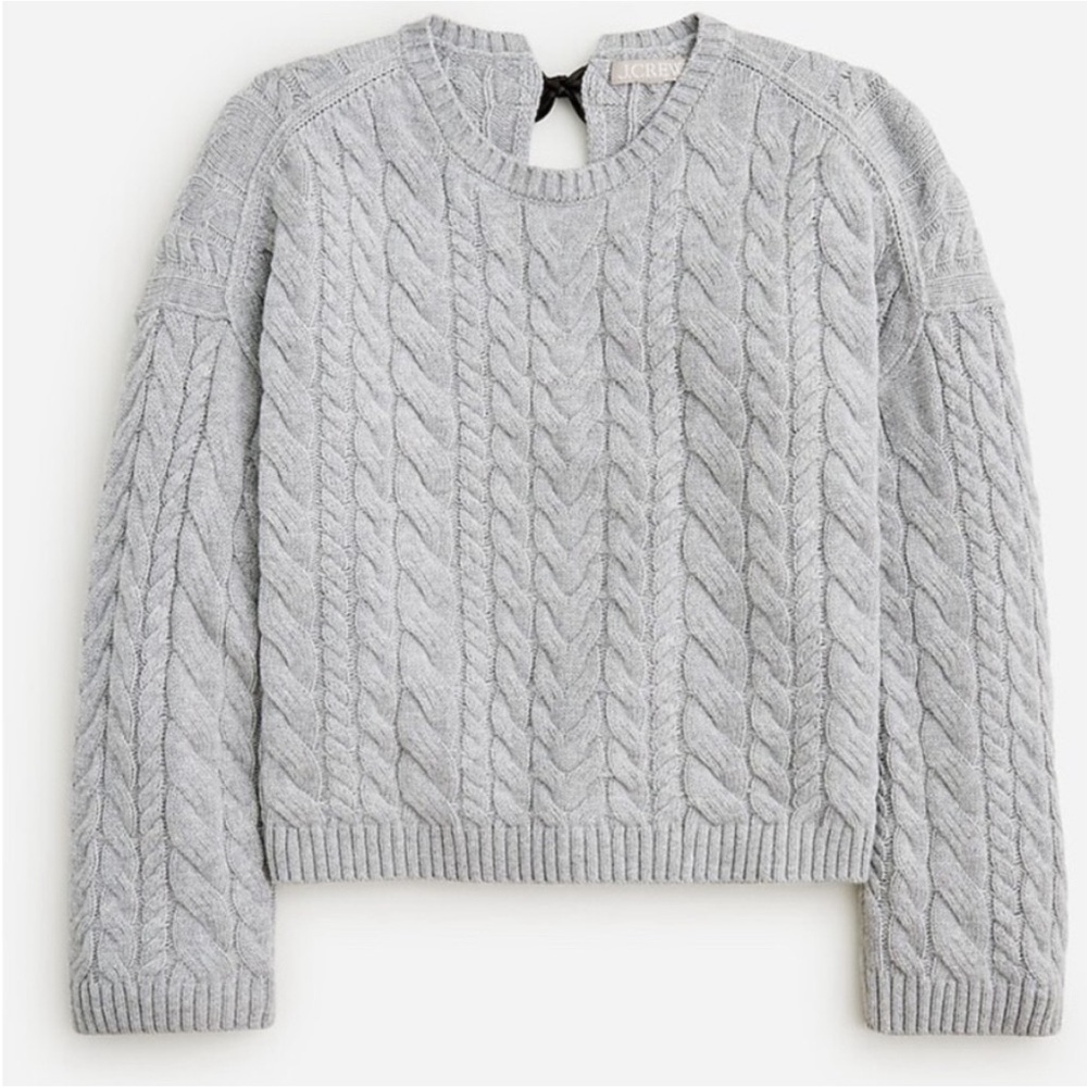 J. Crew Tie Back Cable Knit Sweater